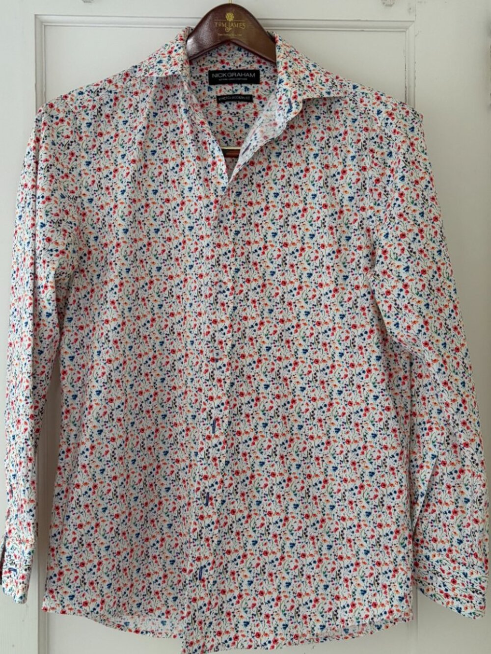 Nick Graham Floral Shirt Size Small 14.5" 32-33" Cotton - Picture 2 of 8